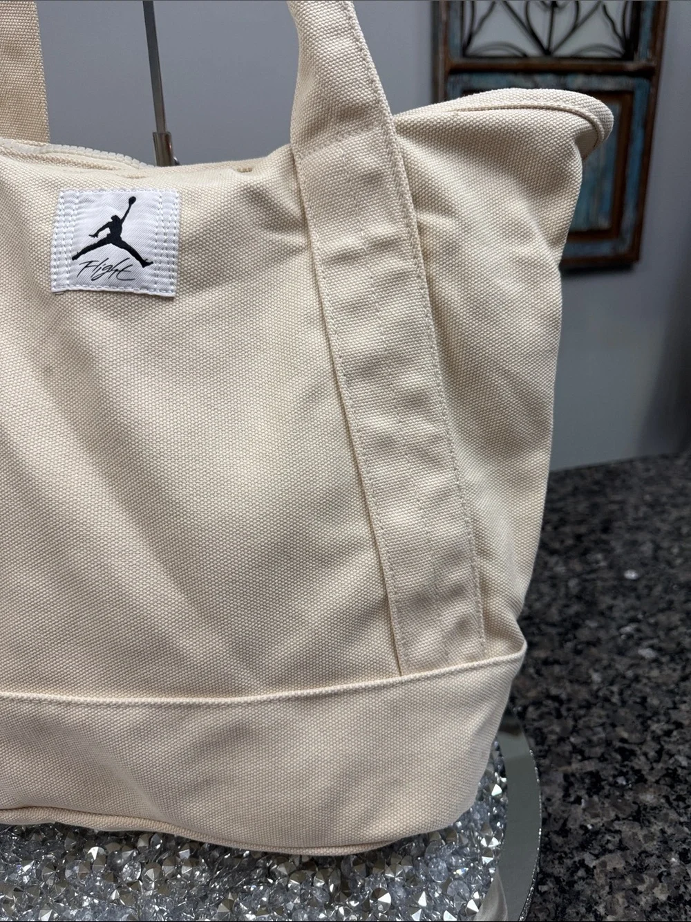 Jordan Cream Canvas Tote Bag with Jordan Logo